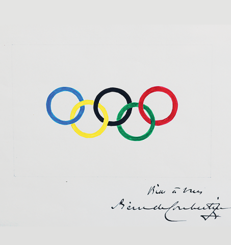 image anneaux olympiques Pierre de Coubertin - sans légende